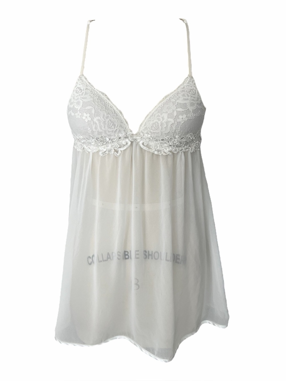 Vintage White Lace Trim Sparkly Lingerie Bra Dress